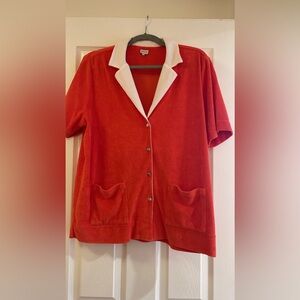 euc Kule poppy red terry flamingo top